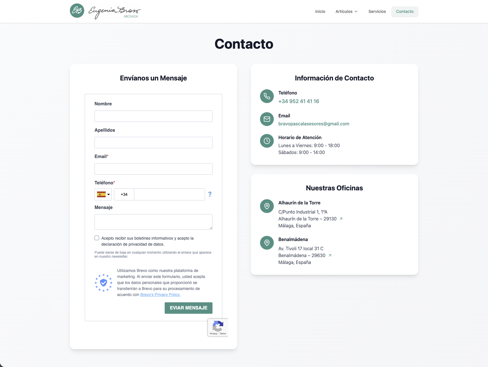 EugeniaBravo contact page